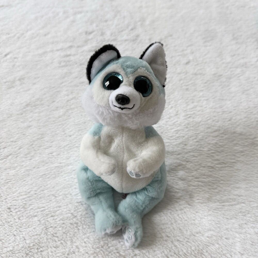 Ty Boo Beanie Bellies Blue Husky Dog Puppy Thunder 6" Plush Stuffed Animal Toy